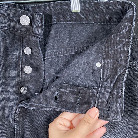 Boohoo Man Mens Jeans Black Button Fly Destroyed Bikercore 100% Cotton 36x33 - Picture 7 of 15